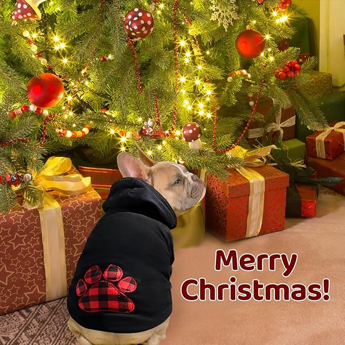 SAWMONG Dog Hoodie,Flannel Pet Hooded Sweater with Hat Puppy Pullover Sweater Shirt,Dog (Black,S)