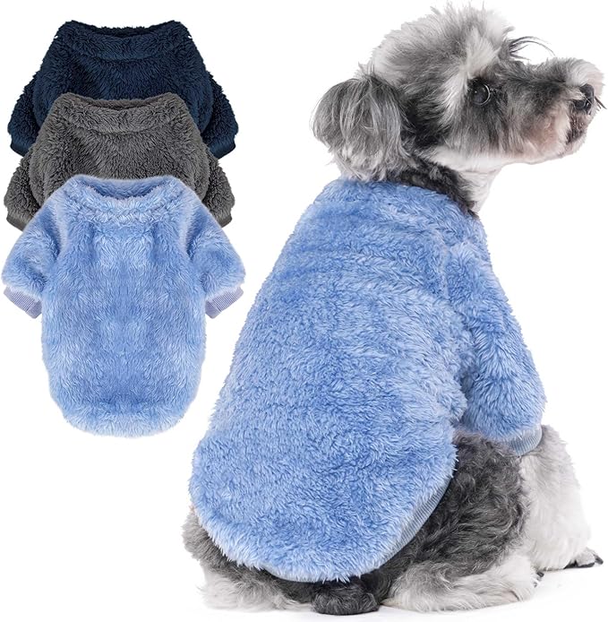 Dog Sweaters Clothes Coat for Small Dogs Boy or Girl Cat Puppy Coat Sweatshirts Soft Warm Fluffy Winter Jacket Apparels (Sky Blue,Navy,Dark Grey, XX-Large)