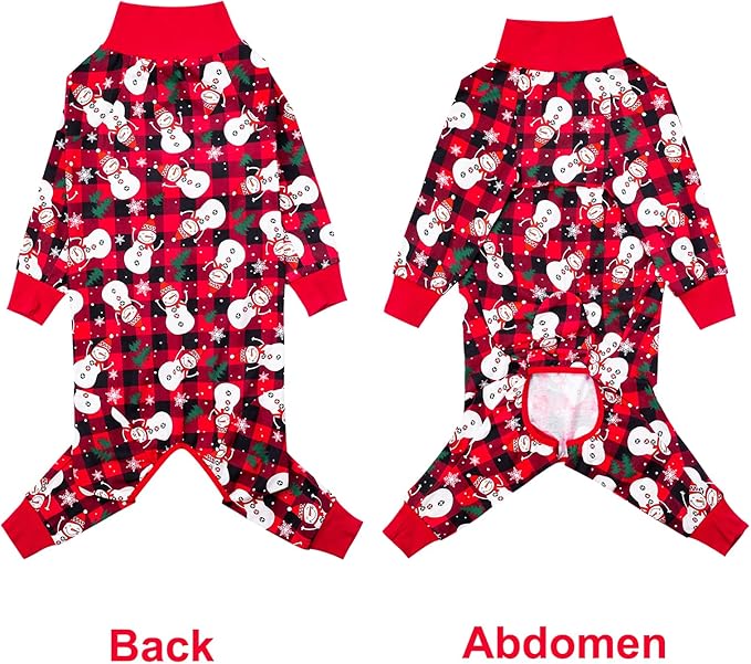 Dog Recovery Suit After Surgery Female Male, Medium Large Dog Neuter Shirt Cone Alternatives Prevent Licking Surgical Onesies (Xmas Snowman, XL)