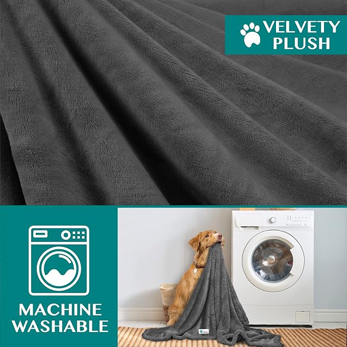 PetAmi Dog Blanket for Medium Large Dogs, Pet Bed Blanket Cat Puppy Kitten, Fleece Furniture Couch Cover Protector Sofa Car, Soft Sherpa Dog Throw Plush Reversible Washable, 40x60 Solid Dark Gray