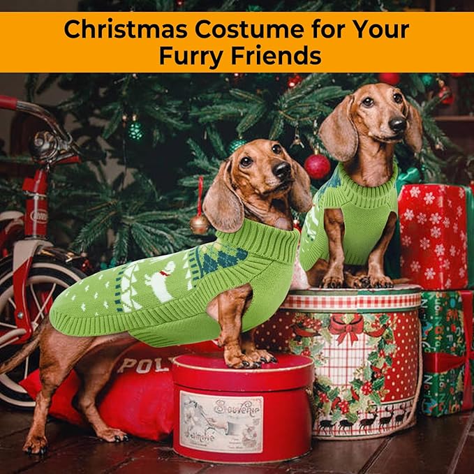 Lelepet Dachshund Sweater, Turtleneck Dog Sweaters for Small Dogs, Warm Pullover Knitted Pet Coat, Cold Weather Dachshund Clothes, Fall/Winter Cozy Outfit (XS-XL)