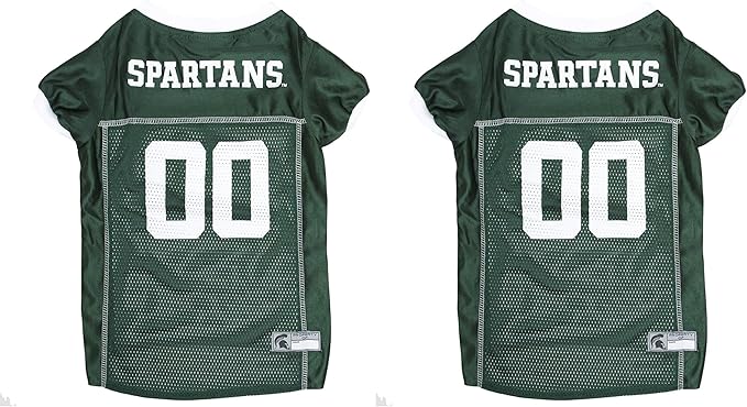 NCAA College Michigan State Spartans Mesh Jersey for Dogs & Cats, Small. Licensed Big Dog Jersey with Your Favorite Football/Basketball College Team (Pack of 2)