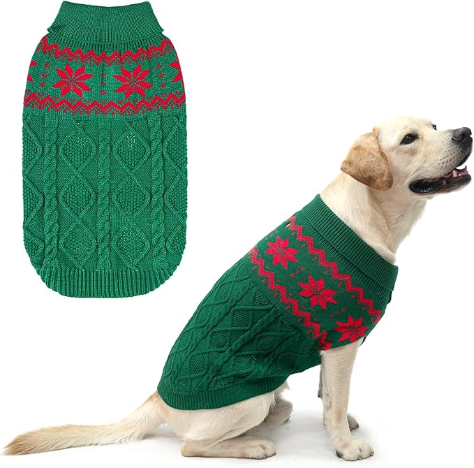 Warm Winter Dog Sweater - Cold Weather Pet Clothes for Small Medium Large Dogs Indoor Outdoor, Soft Classic Knit Puppy Apparel