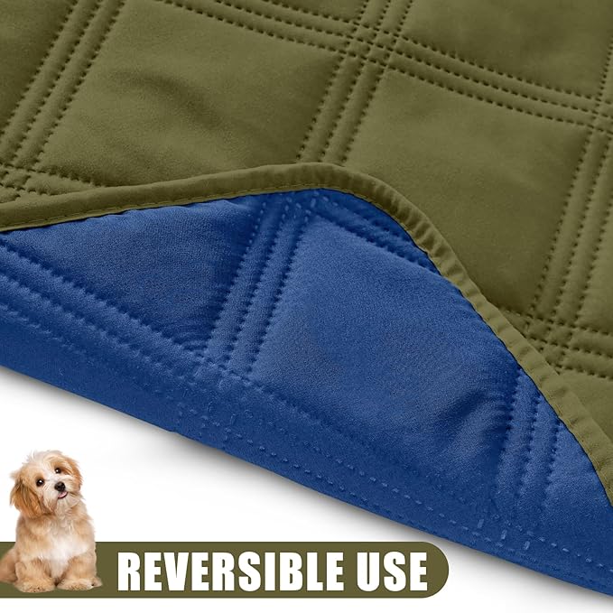 Smiry Waterproof Dog Bed Cover Blanket 40x50, Soft Reversible Pet Blanket, Washable Leakproof Cats Dogs Couch Cover for Sofa, Couch, Furniture, Lattice, Green/Navy