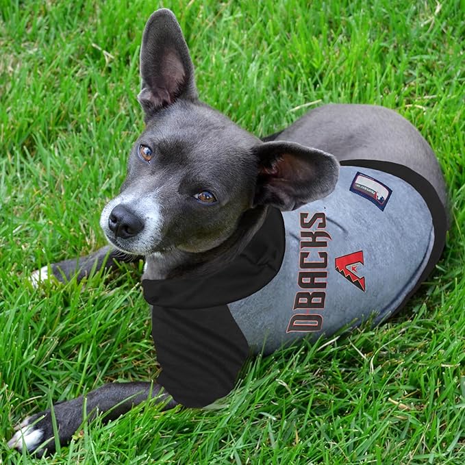 MLB Hoodie Shirt for Dogs & Cats - Arizona Diamondbacks Dog Hooded T-Shirt, Large. - MLB Team Color Hoody Vest for Baseball Fans