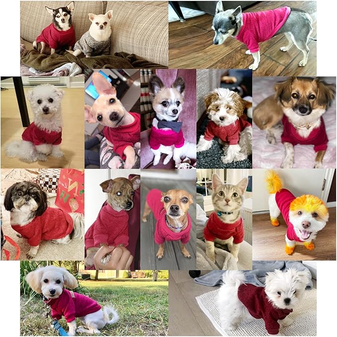 Jecikelon Dog Clothes Dogs Sweater Soft Puppies Clothing Winter Puppy Sweaters Warm Outfit for Dogs Small XXS XS Cat Apparel (Medium, Wine)