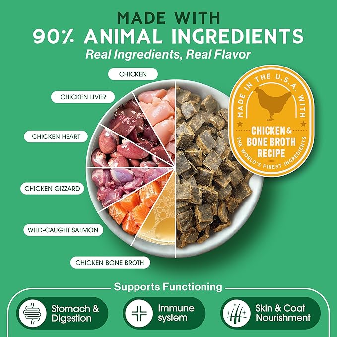 Farmland Traditions The Good List Air-Dried Dog Food, Premium Chicken & Bone Broth for Dogs, Protein Rich & Grain-Free Nutrition, 1 Pound Bag