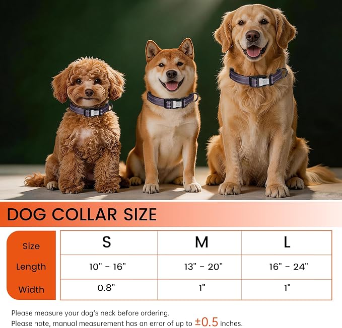 Personalized Dog Collar with QR Code Dog Tag, Purple 05 S | Anti-lost, 1000D nylon, reflective, padded, XS-L(8"-24"), QR buckle shares lost pet profile, location alerts when scanned