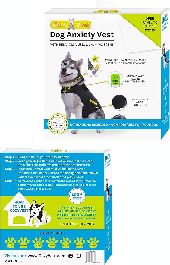 CozyVest 3-in-1 Anxiety Vest Music & Aromatherapy Dog Coat Relaxing Sound & Essential Oil Scent Canine Stress Relief Fireworks Thunder Separation Shirt Jacket Thunderstorm(Pink, XXL [110 Lbs & UP])