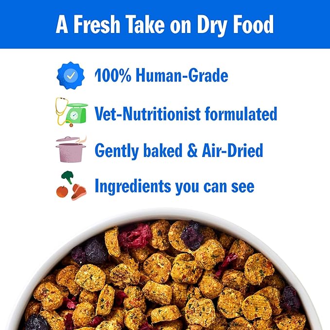 PetPlate Roost Rulin' Chicken FreshBaked Dry Dog Food, Gently Baked and Air-Dried Human Grade Dog Food, Formulated with Prebiotics and Postbiotics, Grain Free, No Fillers or by-Products 2lbs