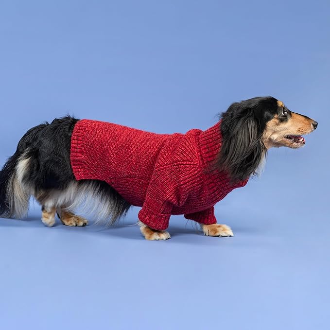 Fitwarm Knitted Turtleneck Dog Sweater, Thermal Dog Winter Clothes for Small Dogs Boy Girl, Holiday Pet Outfit, Heather Dark Red, XXL