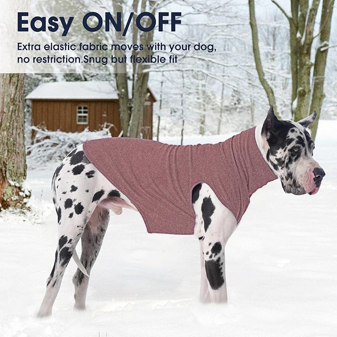 IECOii XXL Dog Sweater - Stretch Fleece Vest with Turtleneck,DarkRed,XX-Large, Warm Christmas Winter Pullover for Large Dogs Pitbulls, Turtleneck Dog Fleece Sweater Coat Cozy Pet Pajamas Sweatshirt