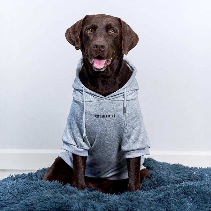 Tuff Pupper Dog Hoodie | Premium Quality Insulated Fabric | Ultra Soft Interior for Superior Comfort | Elastic Cuffs & Drawstring for Warmth | Stretch Fit Suitable for All Breeds (Gray, 3XL)