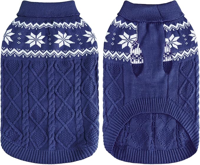 Warm Winter Dog Sweater - Cold Weather Pet Clothes for Small Medium Large Dogs Indoor Outdoor, Soft Classic Knit Puppy Apparel