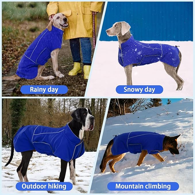 MIGOHI Dog Jacket,3XL Dog Coat Winter,Reflective Fleece Jacket Vest for Large Dogs,Adjustable Winter Coats for Dogs,Pet Coat for Chilly Cold Weather,German Shepherd,Blue