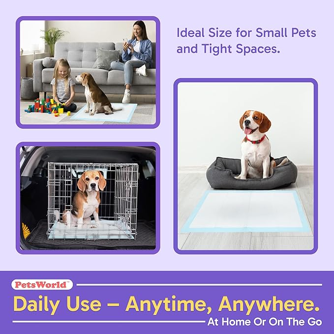 PETSWORLD Puppy Pads, 23x36 Inch, 1200 Count - Puppy Pee Pads for Dogs, Tear Resistant, Economy Value, Super-Absorbent Polymer Gel Core, Perfect for Puppies, Smaller Dogs