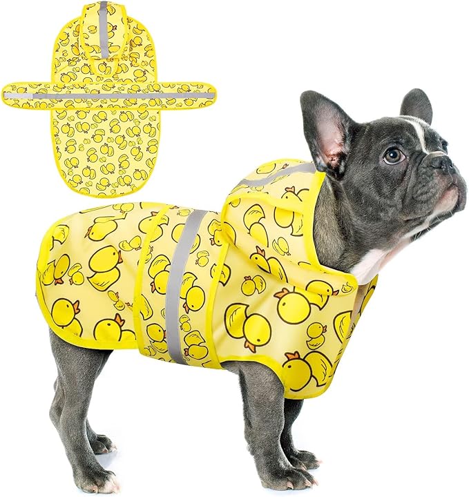 Paiaite Dog Raincoat: Hooded Slicker Poncho, Durable Waterproof Jacket with Reflective Stripes for Safety, Convenient Leash Hole Adjustable Fit, Perfect for Small, Medium Large Dogs Yellow Duck XL