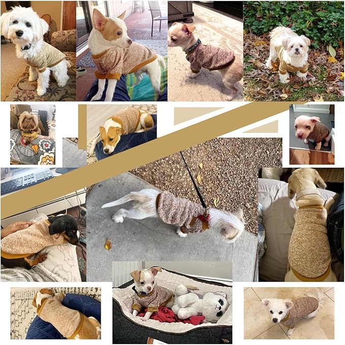 Jecikelon Dog Clothes Dogs Sweater Soft Puppies Clothing Winter Puppy Sweaters Warm Outfit for Dogs Small XXS XS Cat Apparel (Khaki, XS)