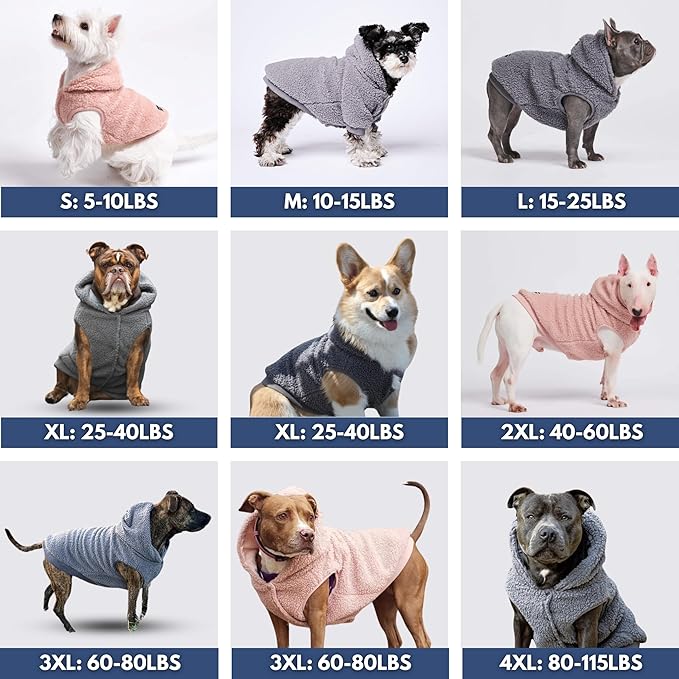 Spark Paws Fleece Dog Jacket, Hooded Sweater Vest, Warm Coat for Winter - Suitable for Small Medium Large XL XXL Breeds - Pink - 3XL