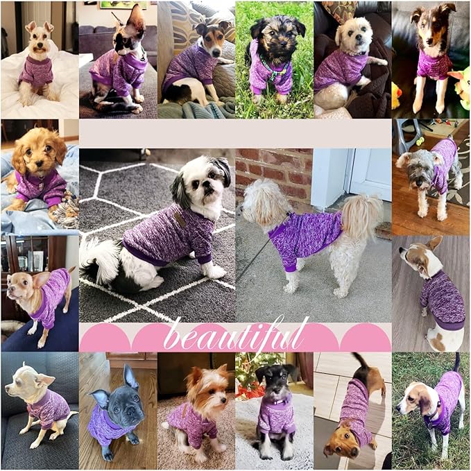 Jecikelon Dog Clothes Dogs Sweater Soft Puppies Clothing Winter Puppy Sweaters Warm Outfit for Dogs Small XXS XS Cat Apparel (Purple, XXS)