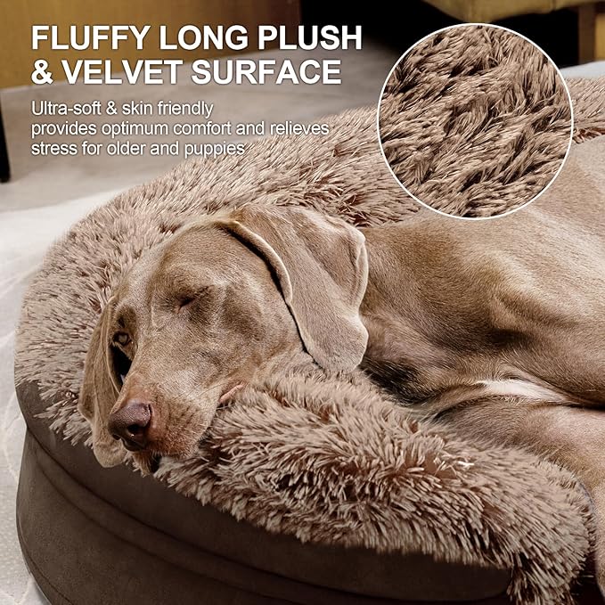 iweepet Orthopedic Dog Beds for Extra Large Dogs, 41" x 32.6" x 7.7" Supportive Dog Sofa Bed with 28D Egg-Crate Foam, Removable Washable Cover, Waterproof Lining, for Puppy,Senior,Sick, Brown