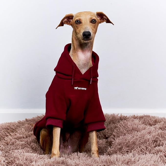 Tuff Pupper Dog Hoodie | Premium Quality Insulated Fabric | Ultra Soft Interior for Superior Comfort | Elastic Cuffs & Drawstring for Warmth | Stretch Fit Suitable for All Breeds (Red, XS)