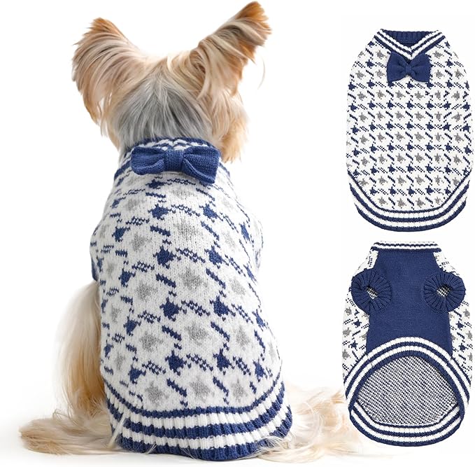Dog Sweater Puppy Halloween Sweater Warm Soft Pet Holiday Clothes for Medium or Large Dogs and Cats Sweaters (Blue, XXL)