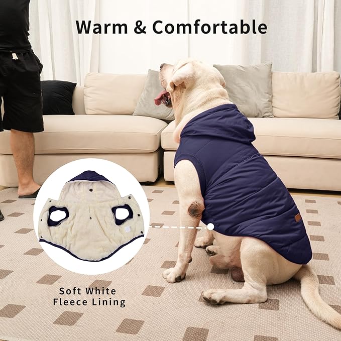 Fleece Lining Extra Warm Dog Hoodie in Winter for Small Dogs Jacket Puppy Coats with Hooded,Blue M