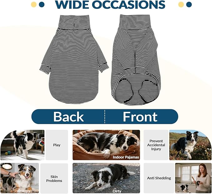 ROZKITCH Dog Fleece Sweater for Small Dogs Male Girl, Lightweight Shirt with Leash Hole, Soft Jumpsuit Loungewear for Indoor Outdoor Dailywear for Pug, Shih Tzu, Cocker Spaniel Blackwhite S