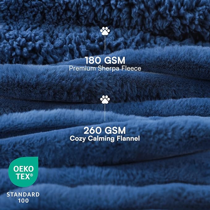 Luciphia Waterproof Dog Blanket for Medium Large Dogs Ultra-Soft Calming Cut Pile Flannel Throw Durable & Warm Furniture Protection for Couch Car Pet Blanket Machine Washable Deep Navy,M(57''x40'')