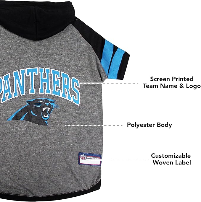 Pets First Carolina Panthers Hoodie for Dogs & Cats. NFL Football Licensed Dog Hoody Tee Shirt, Small. Sports Hoody T-Shirt for Pets. Licensed Sporty Dog Shirt (CAR-4044-SM)