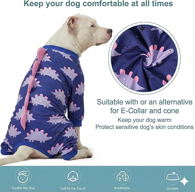 LovinPet Large Dog Pajamas, Four-Leg Stretch Onesie Bodysuit, Lightweight UV-Shielding Pajamas, Anti-Lick Calming Recovery Suit for Surgery, Pull-On for Medium and Large Breeds,Black Pink,XL