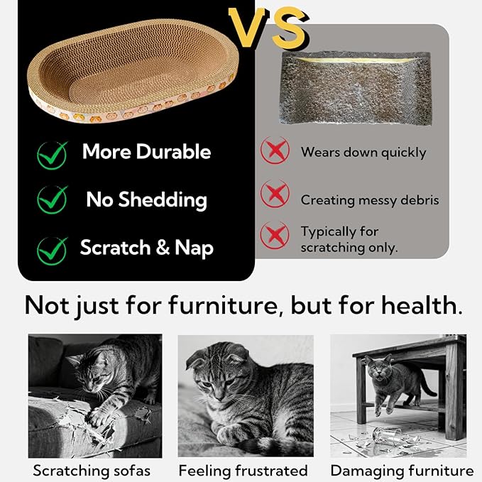Spindro 5 Pack Large Cat Scratcher Cardboard, Oval Cat Scratcher Bed Cat Scratch Pad Board Lounge Couch for Indoor Cats Bowl Shaped Cat Scratching Post Nest for Cats Grinding Claw Furniture Protector