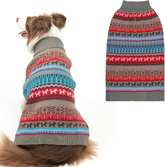Mihachi Dog Sweater - Winter Coat Apparel Clothes with Colorful Stripes for Cold Weather
