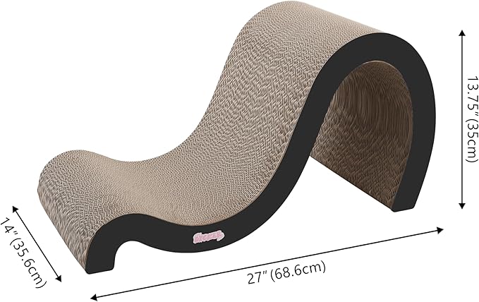 THE LICKER STORE CSR1013A Kona 27" Modern Cardboard Double-Sided Wave Cat Scratcher with Catnip, Ink