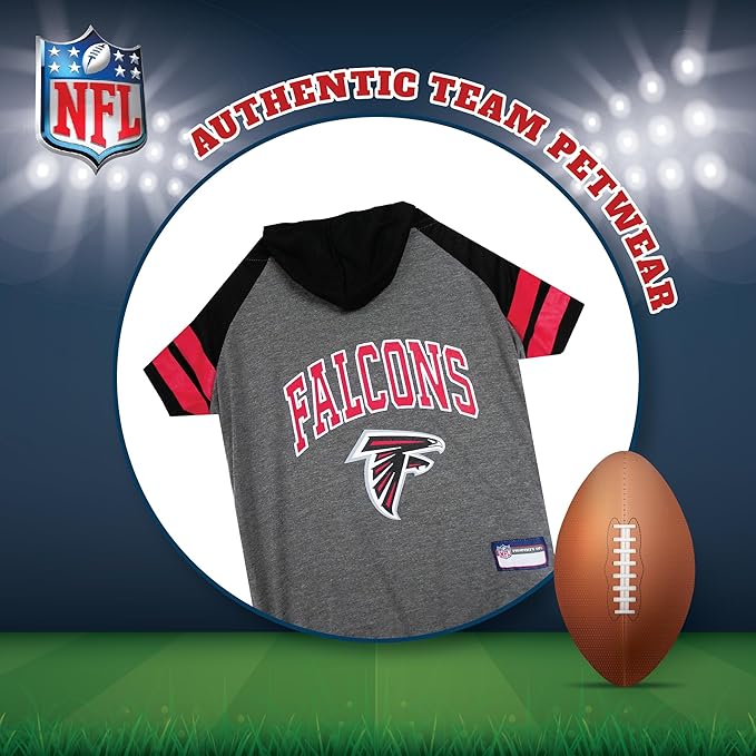 Pets First Hoodie T-Shirt for Dogs & Cats. NFL Atlanta Falcons Football Licensed Dog Hoody Tee Shirt, X-Small Sports Hoody T-Shirt for Pets Licensed Sporty Dog Shirt, ATL-4044-XS