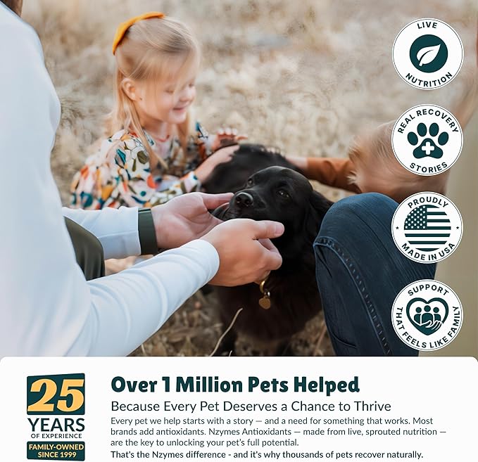 Nzymes® Antioxidant Tiny Treats - for Dogs Joints, HIPS, Paralysis, Skin, Coat, Hair Loss, Aging, Digestion, Seizures - Dog Treats for Small Dogs - 90 Treats - Made in The USA