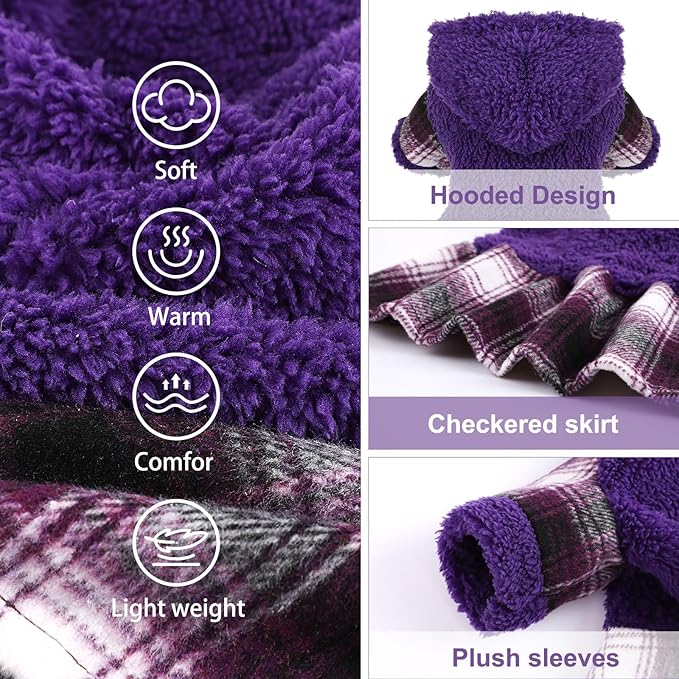 Dog Sweater Puppy Clothes for Small Dogs Boy Girl Pet Hoodies for Dogs Cold Weather Doggie Coats Fall Doggy Sweatshirt for Chihuahua Yorkie Cat Outfits (Purple, Medium)