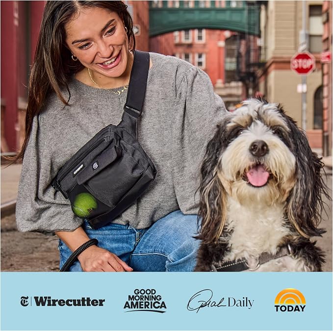 Cleverpup Walk & Train 2-in-1 Dog Walking Bag - Hands-Free, Heather Grey