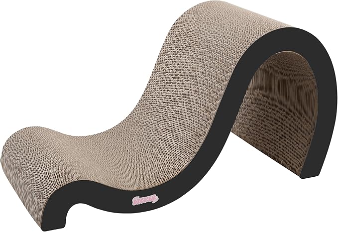 THE LICKER STORE CSR1013A Kona 27" Modern Cardboard Double-Sided Wave Cat Scratcher with Catnip, Ink