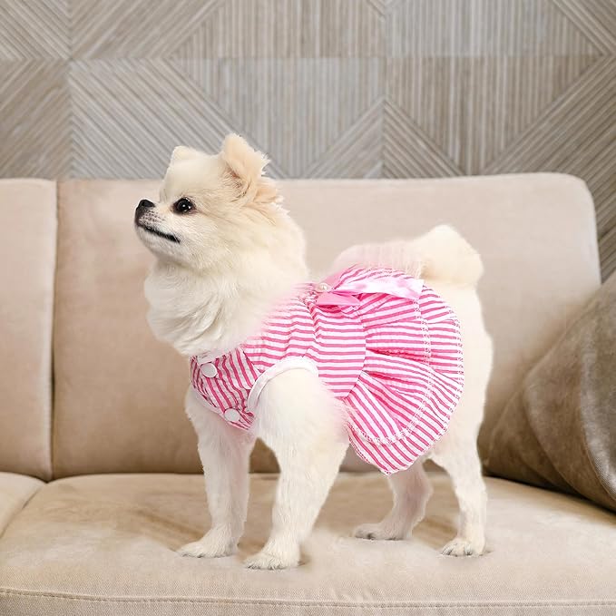 Dog Dresses for Small Dogs Girl, Cute XXS Girl Dog Clothes, Rose Pink & Purple Puppy Clothes, Tiny Doggie Princess Outfits for Chihuahua Yorkie Teacup Female, 2 Pack