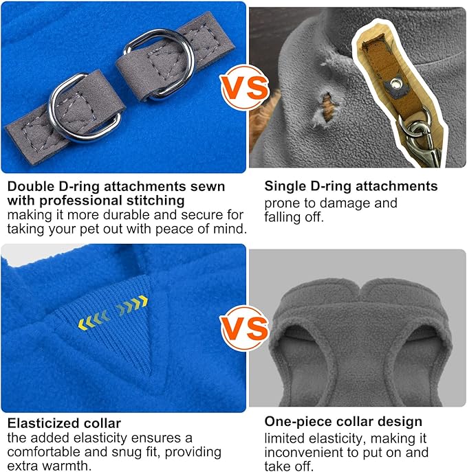 BEAUTYZOO Dog Fleece Vest Sweater Winter Jacket for Small and Medium Dogs with D-Ring Leash Cold Weather Coat Hoodie for XS S M Dogs Boy or Girls