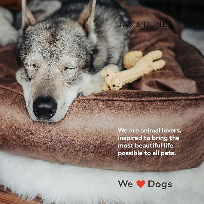 Jax & Bones Dog Bed Lounge - Machine Washable Bed for Dogs - Extra Heavy Duty Bolstered Sides - Small Grey Dog Mat Beds | 24 x 18 Inches