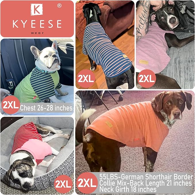 KYEESE 2Pack Dog Sweater, Soft Pet Sweatshirt Stretchy Pullover Dog Sweater for Medium Large Dogs Boy, Lightweight Fleece Pet Shirt Clothes with Sleeves, 2XL