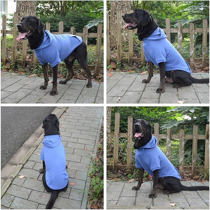 Lovelonglong Blank Basic Hoodie Sweatshirt for Dogs 100% Cotton Fits Small Medium Dachshund Large Dog Royle Blue S