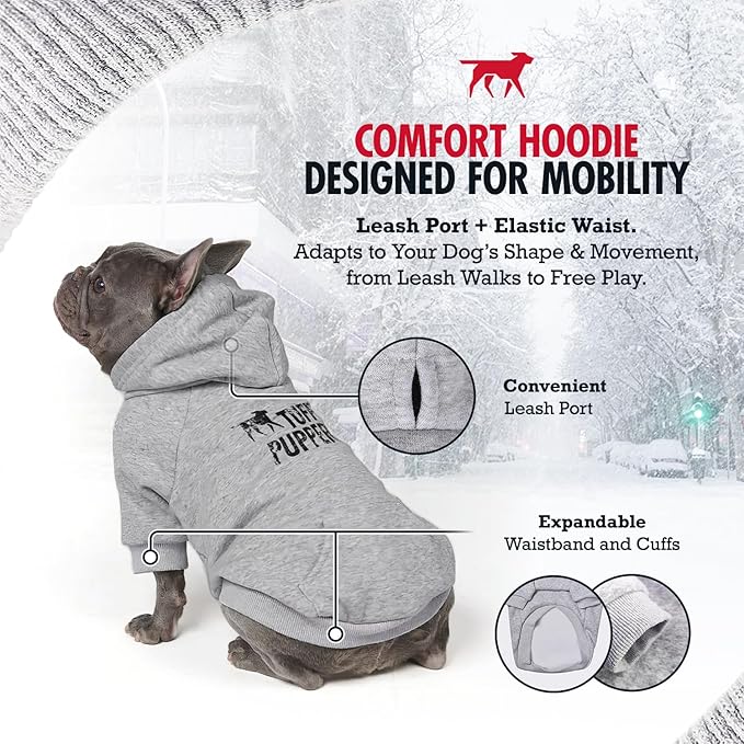 Tuff Pupper Dog Hoodie | Premium Quality Insulated Fabric | Ultra Soft Interior for Superior Comfort | Elastic Cuffs & Drawstring for Warmth | Stretch Fit Suitable for All Breeds (Gray, XXS)