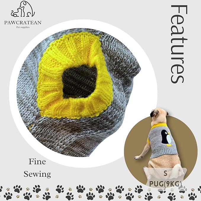 Cute Sweater for Dogs and Cats Soft Flannel Pet Outfit Warm and Cozy Animal Hoodie Small to Large Pet Clothes for Halloween Parties and Everyday Wear (X-Small, Grey Pinguin)