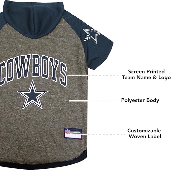 Pets First NFL Dallas Cowboys Hoodie for Dogs & Cats. NFL Football Licensed Dog Hoody Tee Shirt, Large. Sports Hoody T-Shirt for Pets. Licensed Sporty Dog Shirt (DAL-4044-LG)