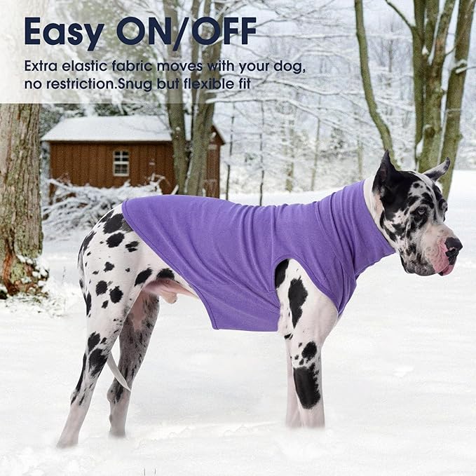 IECOii Small Dog Sweater,Stretch Fleece Vest - Purple, Medium,Warm Pullover for Winter Spring Fall, Soft & Lightweight Dog Sweatshirt Indoor Outdoor Clothes,Turtleneck for Small Medium Dogs Girl Boy