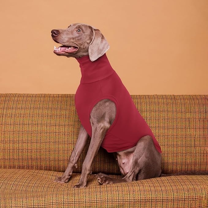 ROZKITCH Dog Sweaters Soft Fleece Pullover Sweatshirt Pajamas, Turtleneck Warm Pet Cold Weather Jacket Stretchy Vest Jumpsuit Apparel Outfit Clothes for Small Medium Large Dogs Walking Sleep Red XL